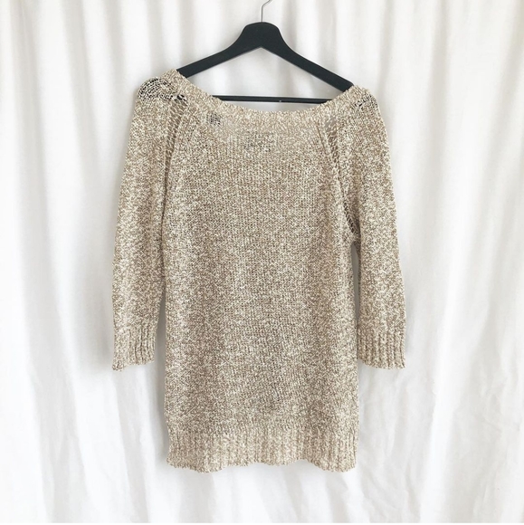 Maison Scotch tan and white 3/4 sleeve knit - Picture 5 of 5